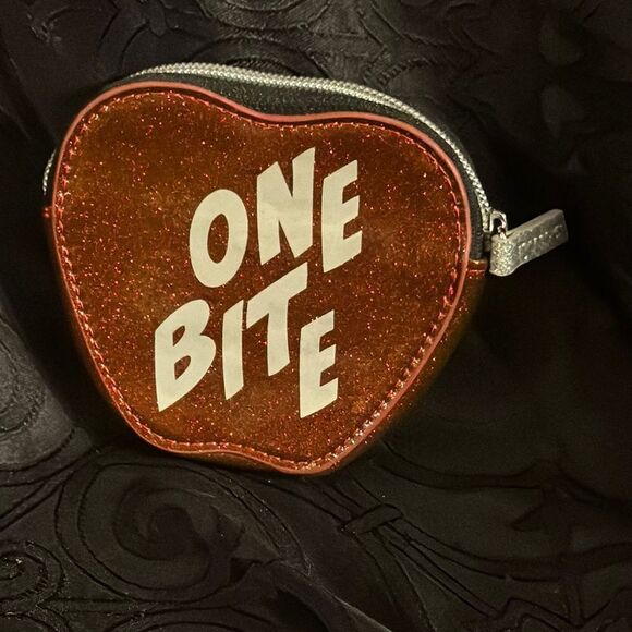 DISNEY X DANIELLE NICOJE Glittery 'One Bite' Heart-Shaped COIN Pouch - Picture 1 of 7
